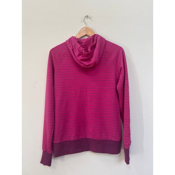 Icebreaker Merino  Small Wool Pink Striped Zip Up Hoodie Sweatshirt Super Soft - Picture 3 of 3